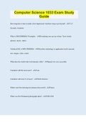 Computer Science 1033 Exam Study Guide &vert; 360 Questions with 100&percnt; Correct Answers &vert; Verified &vert; Latest Update &vert; 74 Pages