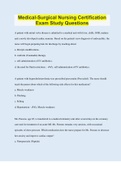 Medical-Surgical Nursing Certification Exam Study Questions &vert; Questions with 100&percnt; Correct Answers &vert; Verified &vert; Latest Update