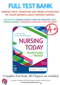 Test Bank for Nursing Today Transition and Trends 10th Edition By JoAnn Zerwekh&semi; Ashley Zerwekh Garneau Chapter 1-26 Complete Guide A&plus;