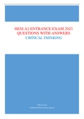 HESI A2 (Critical Thinking) ENTRANCE EXAM - QUESTIONS & ANSWERS (SCORED 96%) added possible questions LATEST UPDATE 2023
