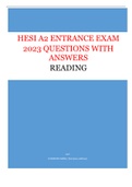 HESI A2 (READING) ENTRANCE EXAM - QUESTIONS & ANSWERS (SCORED 97%) added possible questions LATEST UPDATE 2023