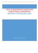 HESI A2 (ANATOMY & PHYSIOLOGY (A&P)) ENTRANCE EXAM - QUESTIONS & ANSWERS (SCORED 98%) added possible questions UPDATED 2023