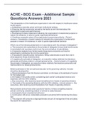ACHE - BOG Exam - Additional Sample Questions Answers 2023