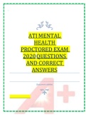 ATI MENTAL HEALTH PROCTORED EXAM 2020 QUESTIONS AND CORRECT ANSWERS