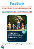 Introduction to Abnormal Child and Adolescent Psychology 4th Edition Robert Weis Test Bank