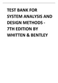 TEST BANK FOR SYSTEM ANALYSIS AND DESIGN METHODS - 7TH EDITION BY WHITTEN & BENTLEY