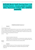 NUR2488 Mental Health Nursing Exam 3 &lpar;50 Verified Answers&comma; Already graded A&rpar; &lpar;Latest 2023&rpar;&colon; Rasmussen College 100&percnt; VERIFIED ANSWERS 