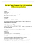 Bio 101 Final- Straighterline&vert; 124 questions&vert; with complete solutions
