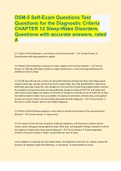 DSM-5 Self-Exam Questions Test Questions for the Diagnostic Criteria CHAPTER 12 Sleep-Wake Disorders. Questions with accurate answers, rated A