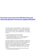 Excel Crash Course Exam from Wall Street Prep-wall Street Prep Questions And Answers Updated 2022/2023.