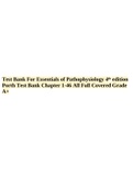 Test Bank For Essentials of Pathophysiology 4th edition Porth Test Bank Chapter 1-46 All Full Covered Grade A+.