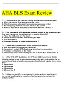 AHA BLS Exam Review With Verified Answers From Experts