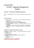 Class notes CS 542 (CS542)  Database Management Systems, ISBN: 9780072465358 Chapter 1