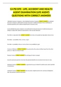 CA PSI SITE - LIFE, ACCIDENT AND HEALTH AGENT EXAMINATION (LIFE AGENT) QUESTIONS WITH CORRECT ANSWERS