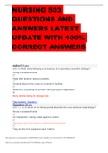 NURSING 503 QUESTIONS AND ANSWERS LATEST UPDATE WITH 100% CORRECT ANSWERS  , NUR 503 FINAL REVIEW
