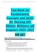 Test Bank for Fundamental Concepts and Skills for Nursing 6th Edition Williams-all chapters-2022- 2023