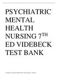 TEST BANK FOR PSYCHIATRIC MENTAL HEALTH NURSING 7TH EDITION VIDEBECK