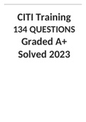  CITI Training 134 QUESTIONS Graded A+ Solved 2023