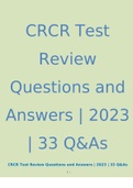 CRCR Test Review Questions and Answers | 2023 | 33 Q&As