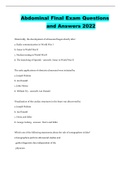 Abdominal Final Exam Questions and Answers &lpar;A&plus; graded 100&percnt; verified latest update&rpar;