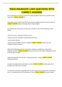 TEXAS INSURANCE LAWS QUESTIONS WITH CORRECT ANSWERS