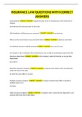 INSURANCE LAW QUESTIONS WITH CORRECT ANSWERS
