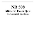 NR 508 Midterm Exam Quiz 56 Answered Questions