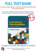 Test Bank for Statistics for Nursing: A Practical Approach 3rd Edition by Elizabeth Heavey Chapter 1-13 Complete Guide