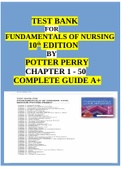 Test Bank For Fundamentals of Nursing 10th Edition By Potter Perry Chapter 1-50 Complete Guide A&plus;