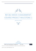 NR 361 WEEK 4 ASSIGNMENT: COURSE PROJECT MILESTONE 1