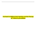 Test Bank for Williams Basic Nutrition and Diet Therapy 16th Edition by Nix William