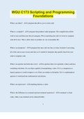 WGU C173 Scripting and Programming - Foundations &vert; 100 Questions with 100&percnt; Correct Answers &vert; Verified &vert; Latest Update