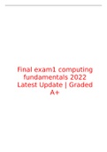 Final exam1 computing fundamentals 2023 Latest Update | Graded A+ 
