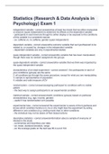 Statistics (Research & Data Analysis in Psychology) Exam 1 2023 with verified questions and answers