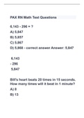PAX RN Math Test Questions with 100&percnt; correct answers