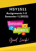 HSY1511 Assignments 1-5 semester 1 2023 (Solutions) 