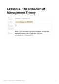 Lesson 1 - The Evolution of Management Theory MNG2601
