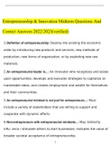 ENTREPRENEURSHIP & INNOVATION MIDTERM QUESTIONS WITH CORRECT ANSWERS