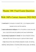 Theatre 100- Final Exam 2022 with complete solution