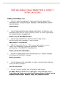 MIS 564 FINAL EXAM PRACTICE 1 WEEK 7 WITH ANSWERS 2023