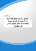  2023 Excel Crash Course Exam from Wall Street Prep Questions And Answers Updated
