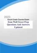 Exam &lpar;elaborations&rpar; Excel Crash Exam  from Wall Street Prep Questions And Answers Updated 2023&sol;2024