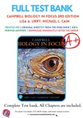Test Bank for Campbell Biology in Focus 3rd Edition By Lisa A. Urry; Michael L. Cain; Steven A. Wasserman; Peter V. Minorsky; Rebecca Orr ISBN 9780134710679, 0134710673 Chapter 1-43 Complete Guide A+