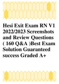Hesi Exit Exam RN V2 2022/2023 Screenshots and Review Questions ( 160 Q&A )LATEST UPDATE 