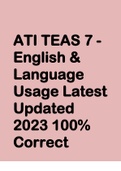 ATI TEAS 7 -  English &  Language  Usage Latest  Updated  2023 100%  Correct  Answers