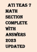 ATI TEAS 7  MATH  SECTION  COMPLETE  WITH  ANSWERS  2023  UPDATED