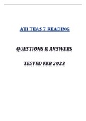2023 ATI TEAS 7 READING SECTION COMPLETE WITH PASSAGES AND ANSWERS 100%