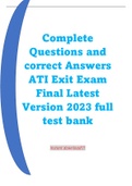 Complete Questions and correct Answers ATI Exit Exam Final Latest Version 2023 full test bank