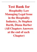 Hospitality Law Managing Legal Issues in the Hospitality Industry, 5e Stephen Barth, Diana Barber (Test Bank)
