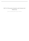 MGT-410 Discussion Questions with Answers and References